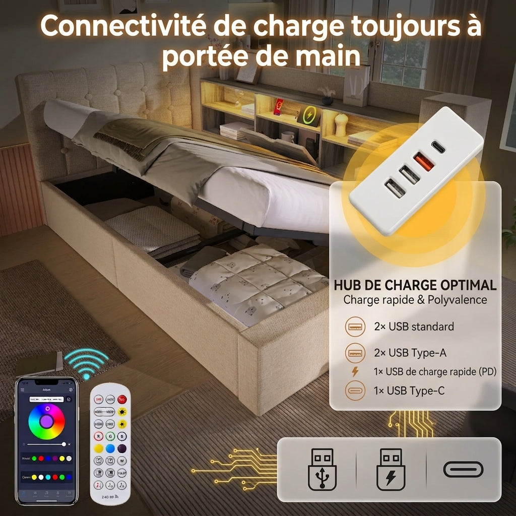 Lit moderne LED et rangement