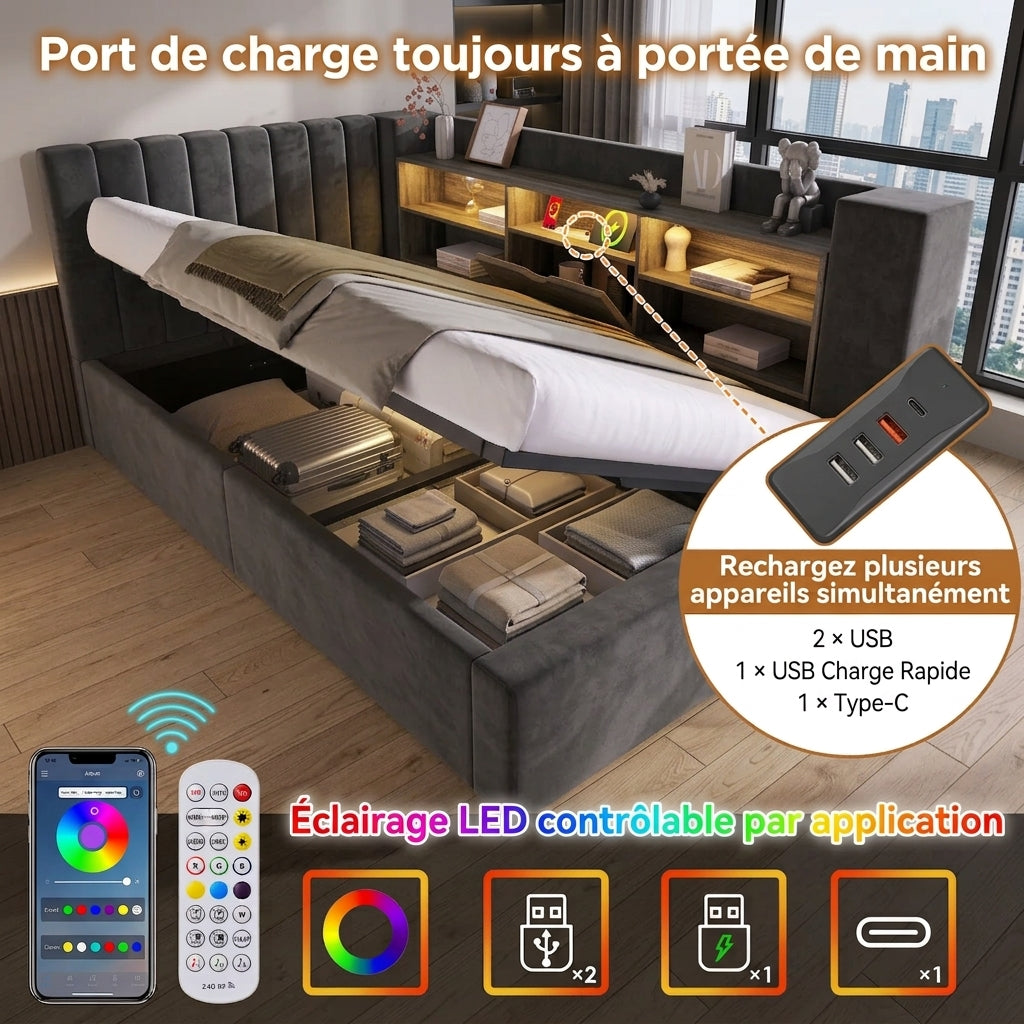 Lit moderne LED et rangement